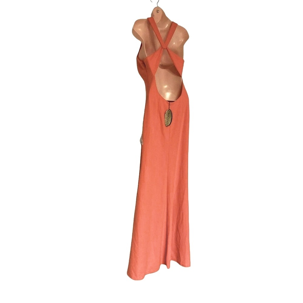 BARIANO Jersey Knit Coral Pink Maxi Office Brunch Cruise Wedding Guest Dress - 8 - Picture 8 of 13